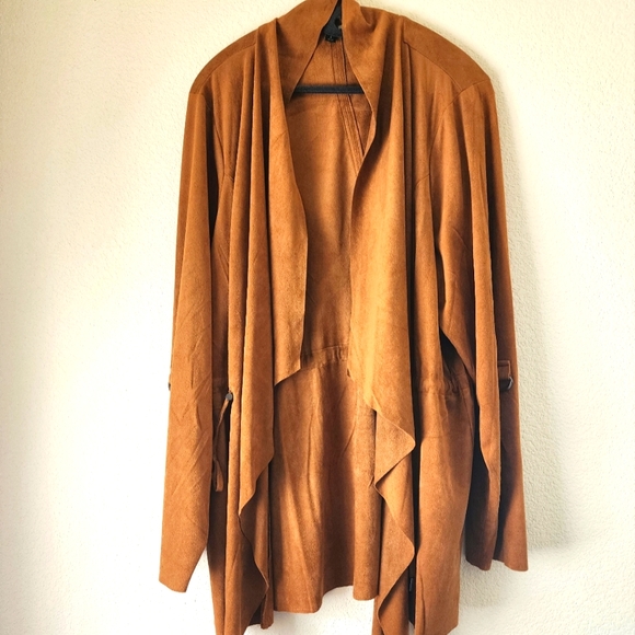 Suede Open Front Jacket - Picture 1 of 5